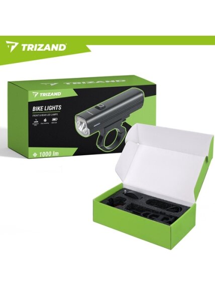 1000 lm LED dviračio žibintas + „Trizand“ galinis žibintas 2 1000 lm LED dviračio žibintas + „Trizand“ galinis žibintas 2