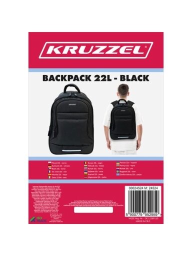 22L kuprinė - juoda Kruzzel 24524