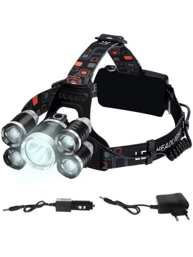 5 x T6 CREE LED priekinis žibintas