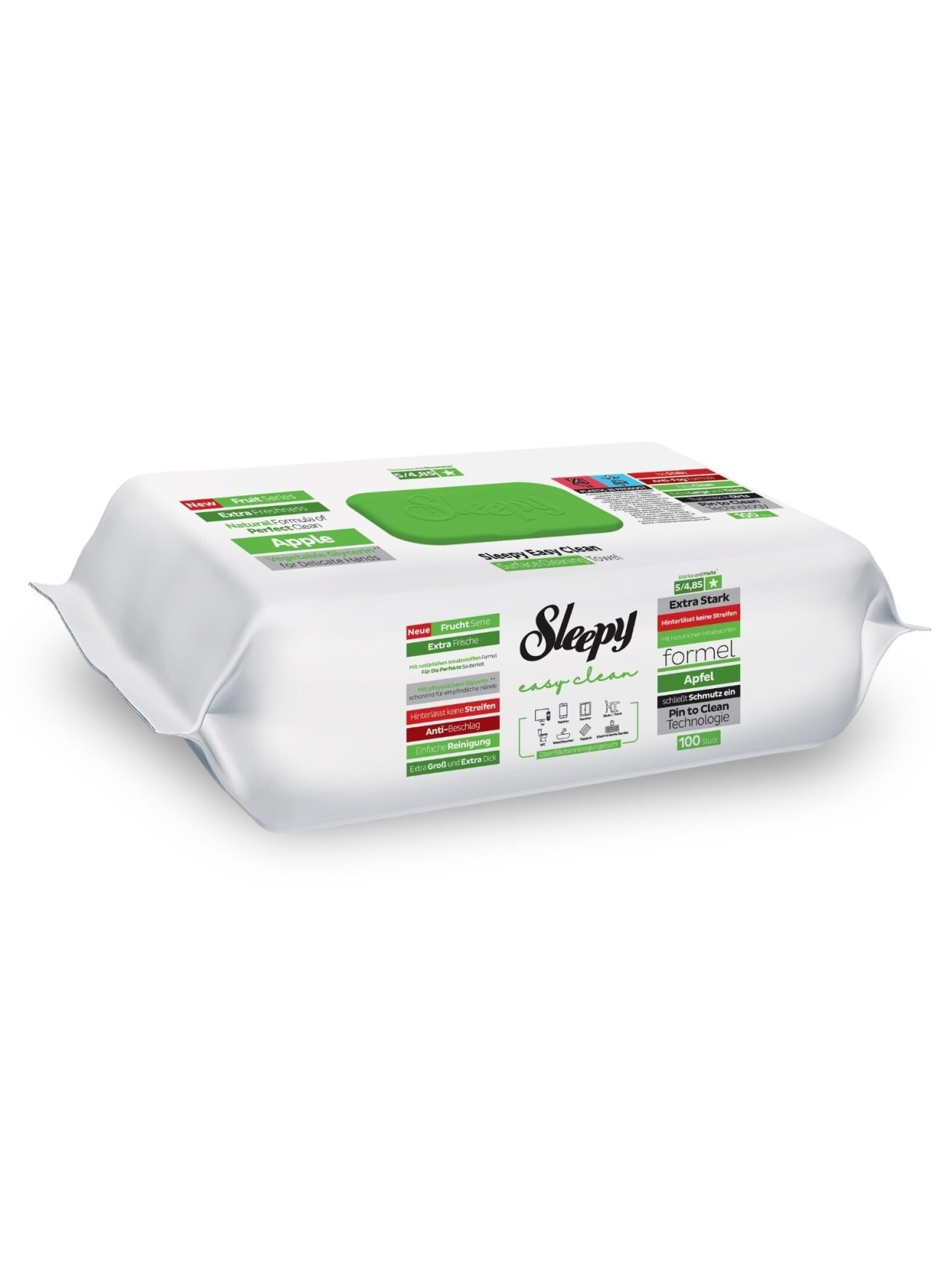 Drėgnos universalios valymo servetėlės Sleepy Easy Clean Apple, 100 vnt Drėgnos universalios valymo servetėlės Sleepy Easy Clean Apple, 100 vnt