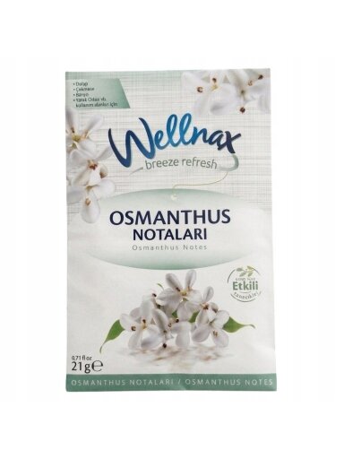 WELLNAX Breeze Refresh kvepenių (osmanthus) kvapo pakabinamas gaiviklis spintoms, 21g WELLNAX Breeze Refresh kvepenių (osmanthus) kvapo pakabinamas gaiviklis spintoms, 21g
