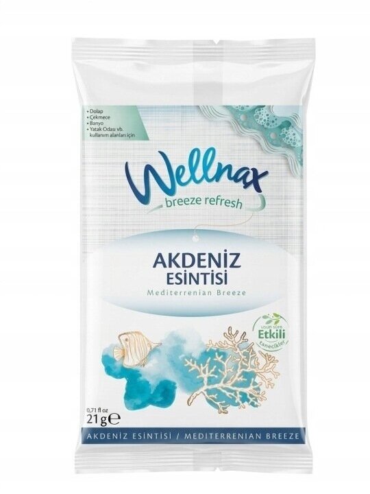 WELLNAX Breeze Refresh Viduržemio jūros kvapo pakabinamas gaiviklis spintoms, 21g