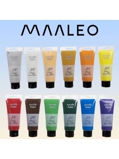 Akriliniai dažai 12 vnt. 100 ml Maaleo 20424 Akriliniai dažai 12 vnt. 100 ml Maaleo 20424