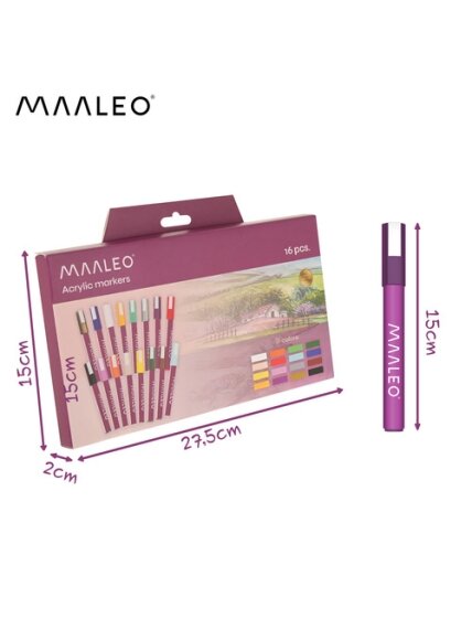 Akriliniai žymekliai - 16 vnt. rinkinys Maaleo 27051 2
