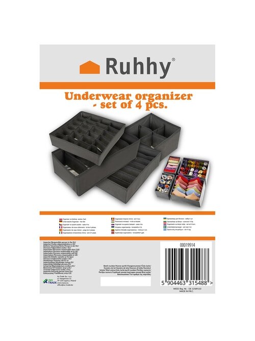 Apatinių drabužių organizatorius - 4 vnt. rinkinys Ruhhy 2 Apatinių drabužių organizatorius - 4 vnt. rinkinys Ruhhy 2