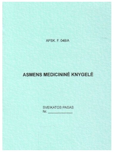 Asmens medicininė knygelė, A6