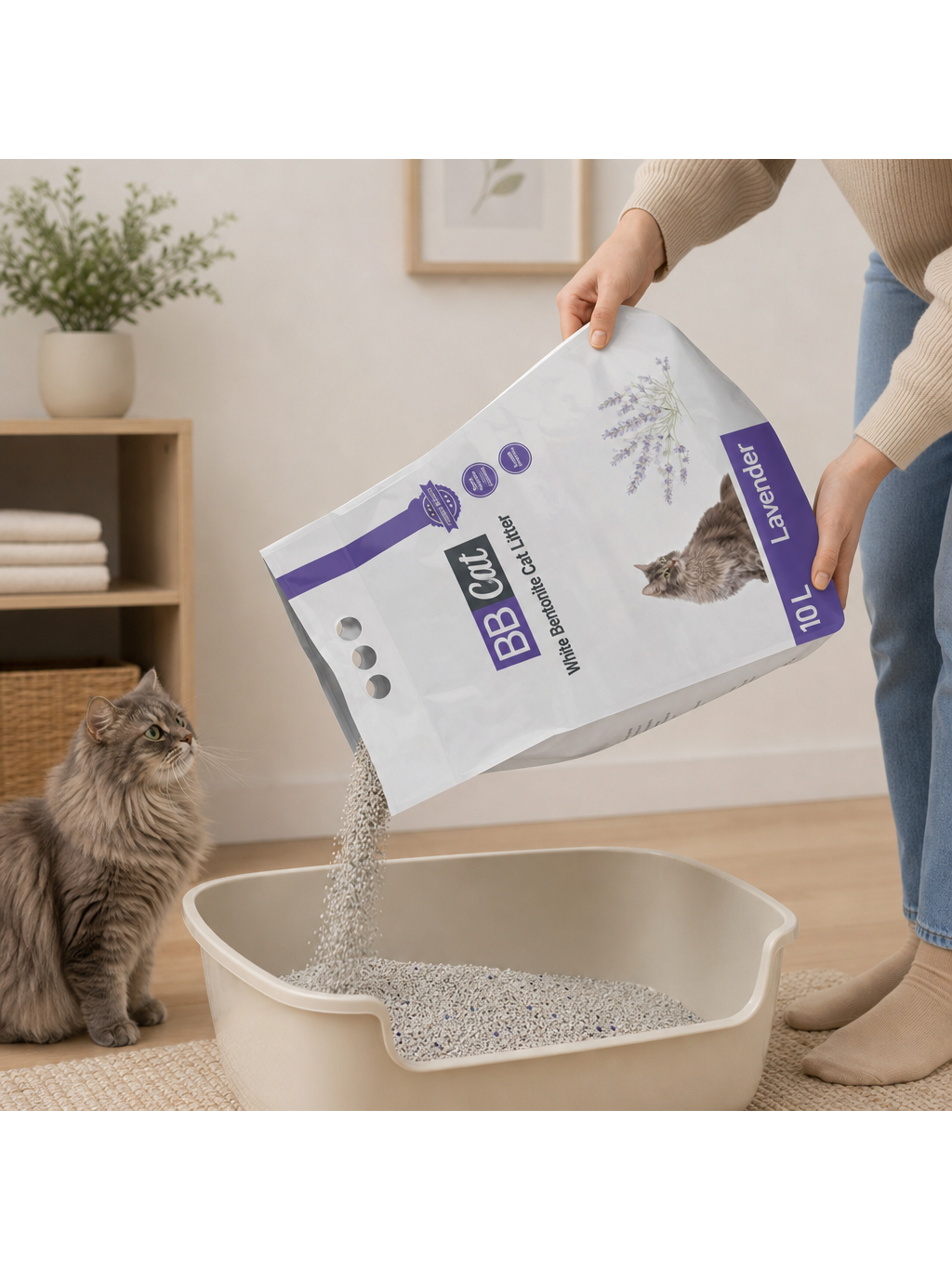 Balto bentonito kraikas Levandų kvapo BB Cat, 10 L / 8,4 kg 1 Balto bentonito kraikas Levandų kvapo BB Cat, 10 L / 8,4 kg 1