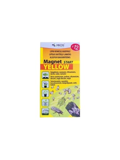 Baltasparnių, blakučių, amarų gaudyklės Magnet start yellow (7x14cm), 12 vnt