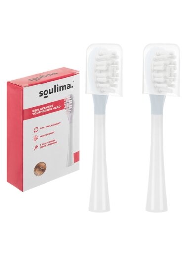 Baltos dantų šepetėlio galvutės, 2 vnt., Soulima 26929