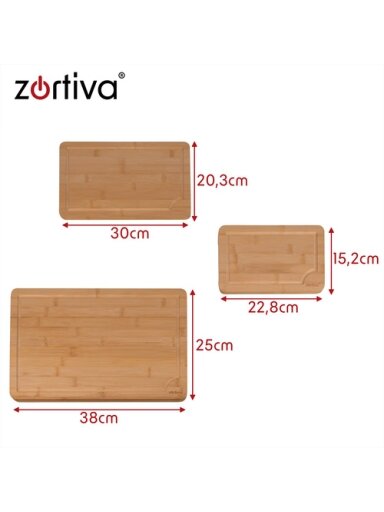 Bambukinė pjaustymo lenta - 3 vnt. Zortiva