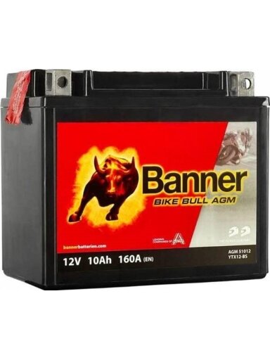 Banner 10Ah Bike Bull AGM 12V 160A akumuliatorius 150x87x131mm Banner 10Ah Bike Bull AGM 12V 160A akumuliatorius 150x87x131mm