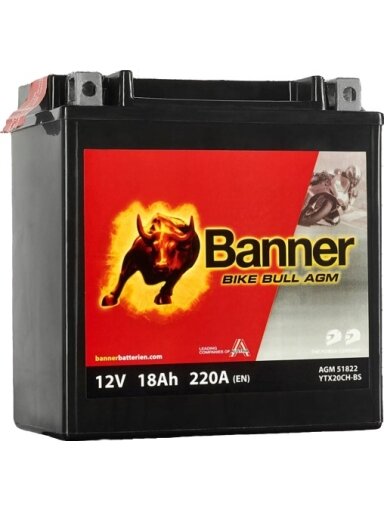 Banner 18Ah Bike Bull AGM 12V 220A akumuliatorius 150x87x161mm Banner 18Ah Bike Bull AGM 12V 220A akumuliatorius 150x87x161mm
