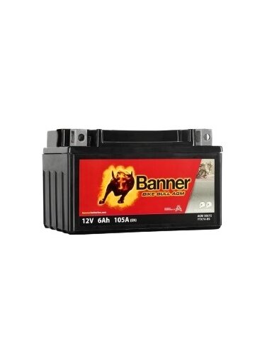 Banner 6Ah Bike Bull AGM 12V 105A akumuliatorius 150x87x95mm Banner 6Ah Bike Bull AGM 12V 105A akumuliatorius 150x87x95mm