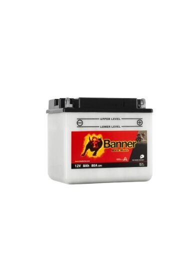 Banner 8Ah Bike Bull -+ 12V 80A akumuliatorius 130x90x114mm Banner 8Ah Bike Bull -+ 12V 80A akumuliatorius 130x90x114mm