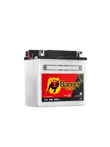 Banner 8Ah Bike Bull +- 12V 90A akumuliatorius 135x75x133mm Banner 8Ah Bike Bull +- 12V 90A akumuliatorius 135x75x133mm