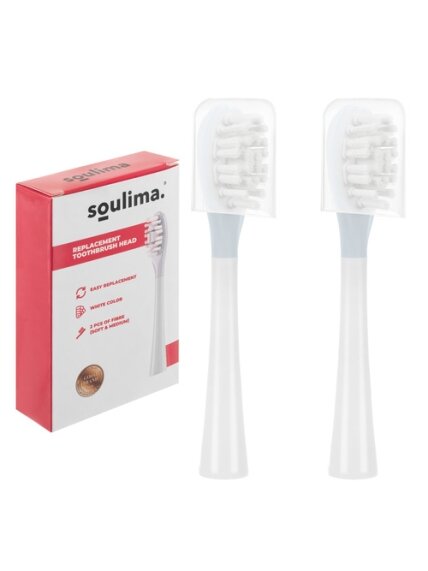 Baltos dantų šepetėlio galvutės, 2 vnt., Soulima 26929 14