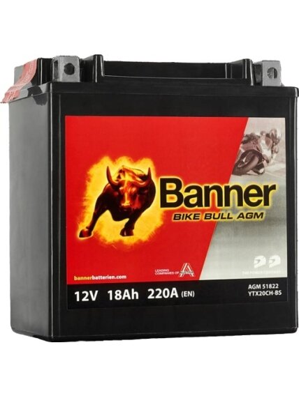 Banner 18Ah Bike Bull AGM 12V 220A akumuliatorius 150x87x161mm Banner 18Ah Bike Bull AGM 12V 220A akumuliatorius 150x87x161mm