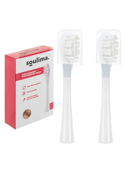 Baltos dantų šepetėlio galvutės, 2 vnt., Soulima 26929 14