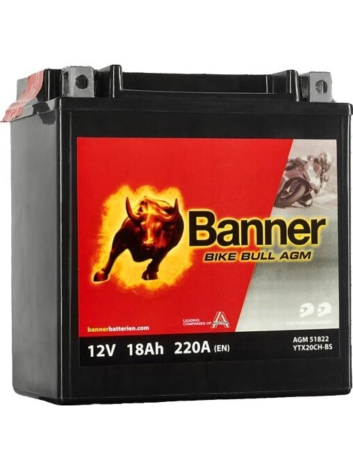 Banner 18Ah Bike Bull AGM 12V 220A akumuliatorius 150x87x161mm Banner 18Ah Bike Bull AGM 12V 220A akumuliatorius 150x87x161mm