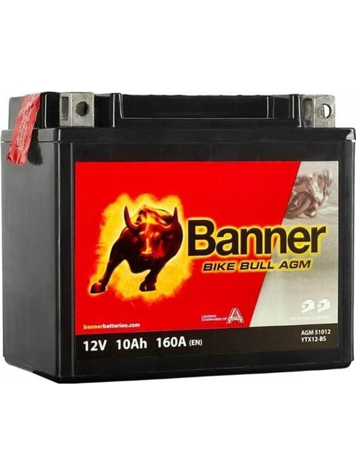 Banner 10Ah Bike Bull AGM 12V 160A akumuliatorius 150x87x131mm Banner 10Ah Bike Bull AGM 12V 160A akumuliatorius 150x87x131mm