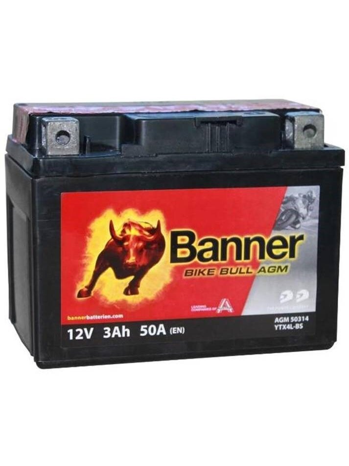 Banner 3Ah Bike Bull AGM 12V 50A akumuliatorius 114x71x86mm Banner 3Ah Bike Bull AGM 12V 50A akumuliatorius 114x71x86mm
