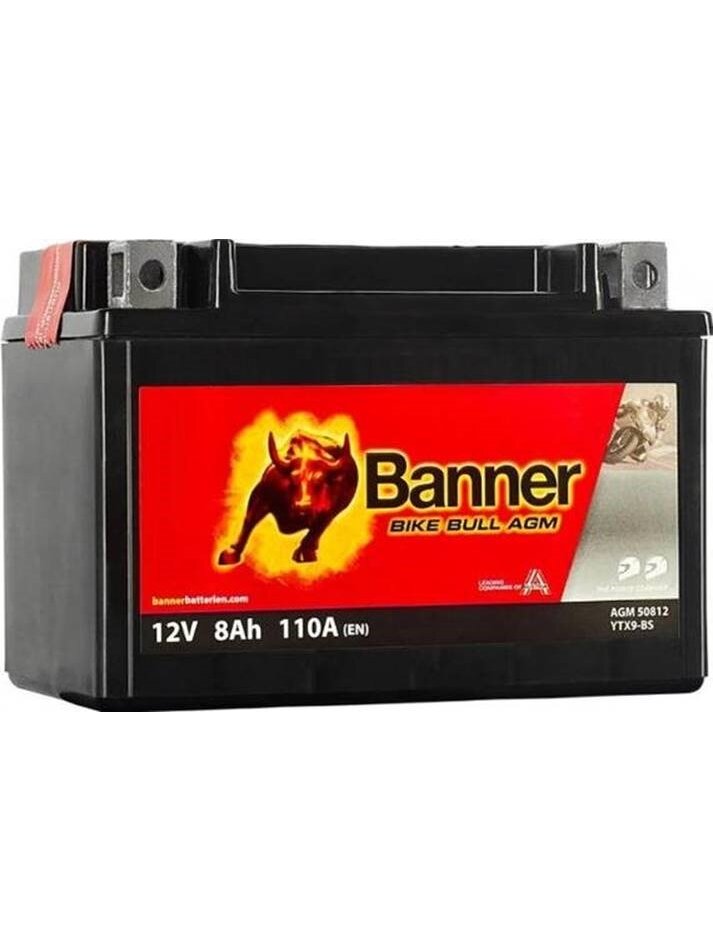 Banner 8Ah Bike Bull AGM 12V 90A akumuliatorius 150x87x105mm