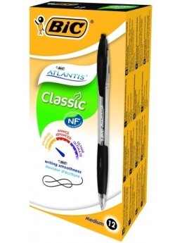 Bic Tušinukas Atlantis Classic 1.0 mm, juodas, pakuotėje 12 vnt. 136717