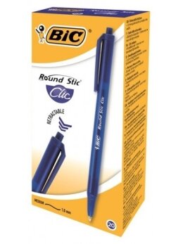 Bic Tušinukas Round Stic Clic 1.0 mm, mėlynas, pakuotėje 20 vnt. 379640 NP