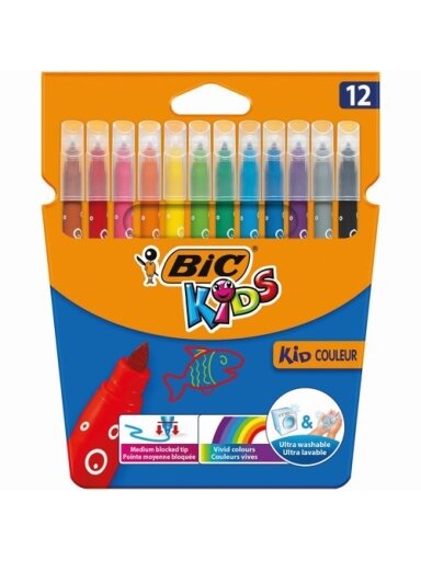 Bic Spalvoti flomasteriai Kids Couleur 12 spalvų rinkinys 9202937