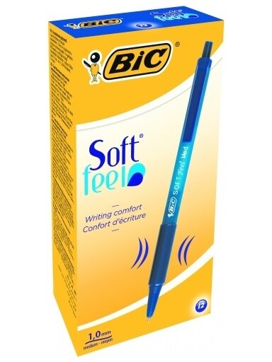 Bic Tušinukas Softfeel Clic 1.0 mm, mėlynas, pakuotėje 12 vnt. 914346