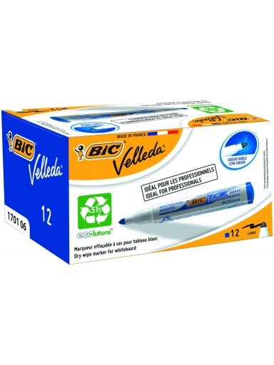 Bic Žymeklis baltai lentai Velleda 1701 1-5 mm, mėlynas, pakuotėje 12 vnt. 525826