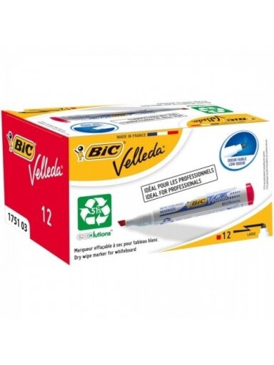 Bic Žymeklis baltai lentai Velleda, 3.7-5.5 mm, kirsta galvutė, raudonas 1 vnt.