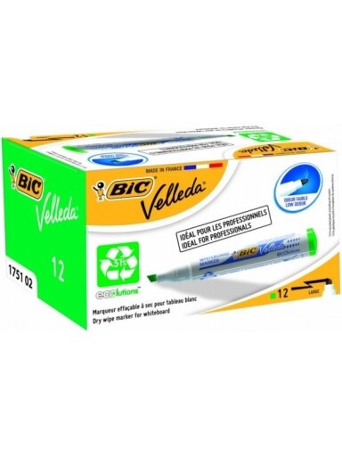 Bic Žymeklis baltai lentai Velleda, 3.7-5.5 mm, kirsta galvutė, žalias 1 vnt.