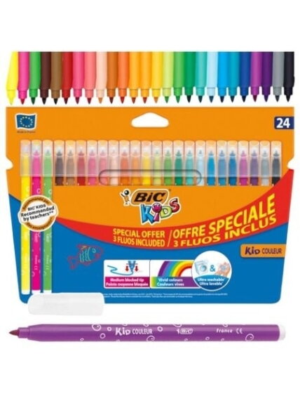 Bic Spalvoti Flomasteriai Kids Couleur 24 spalvų rinkinys 093350 Bic Spalvoti Flomasteriai Kids Couleur 24 spalvų rinkinys 093350
