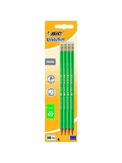 Bic Pieštukai su trintuku Evolution Original HB, 4 vnt. rinkinys 049012 Bic Pieštukai su trintuku Evolution Original HB, 4 vnt. rinkinys 049012