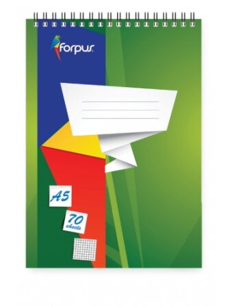Bloknotas su spirale Forpus, A5/70, langeliais Bloknotas su spirale Forpus, A5/70, langeliais