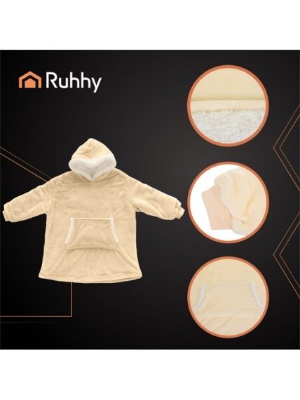 Bluza XXL - koc beżowy Ruhhy 26146 6 Bluza XXL - koc beżowy Ruhhy 26146 6