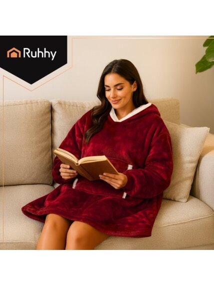 Bluza XXL - koc czerwony Ruhhy 26145 4 Bluza XXL - koc czerwony Ruhhy 26145 4