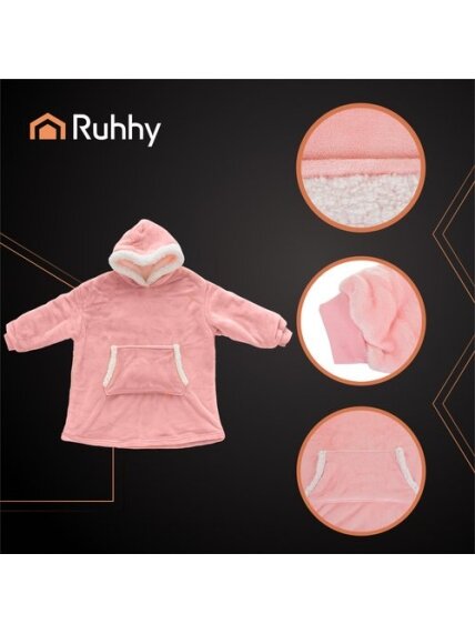 Bluza XXL - koc różowy Ruhhy 26144 4 Bluza XXL - koc różowy Ruhhy 26144 4