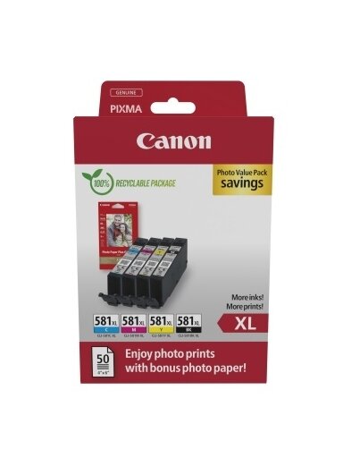 Canon CLI-581XL (2052C004) Photo value pack Rašalinių kasečių komplektas, C/M/Y/BK