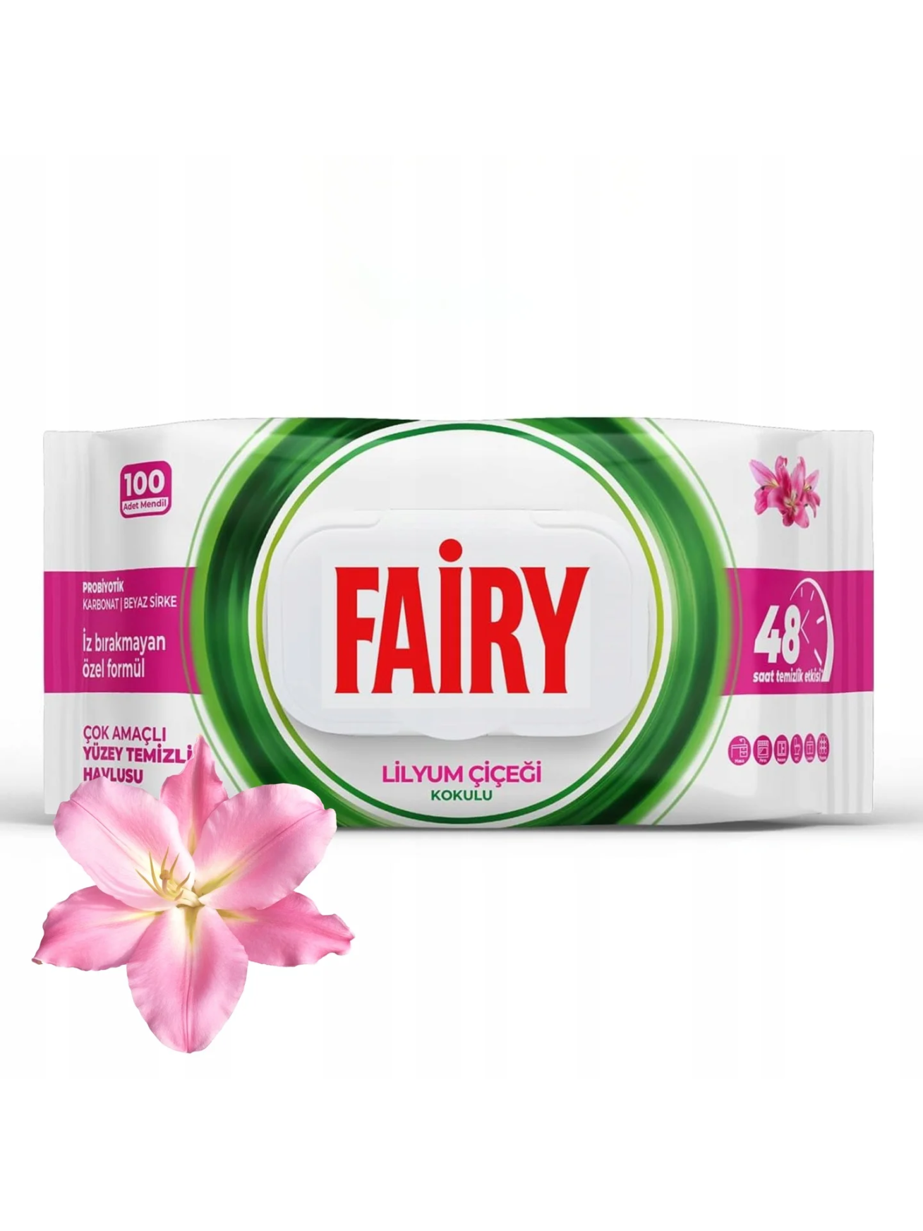 Drėgnos servetėlės Fairy lelijų aromato, 100 vnt.