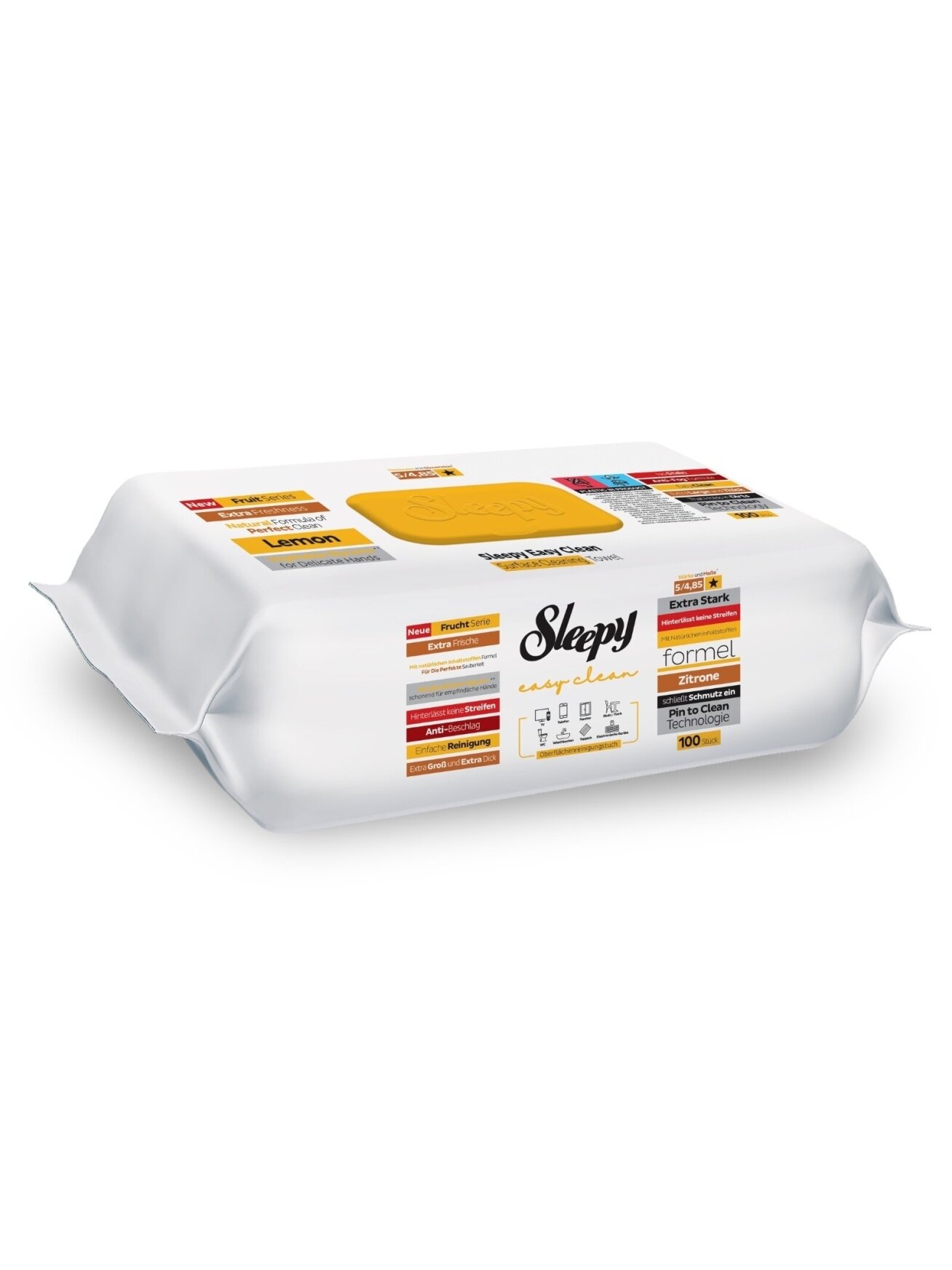 Drėgnos universalios valymo servetėlės Sleepy Easy Clean Lemon, 100 vnt