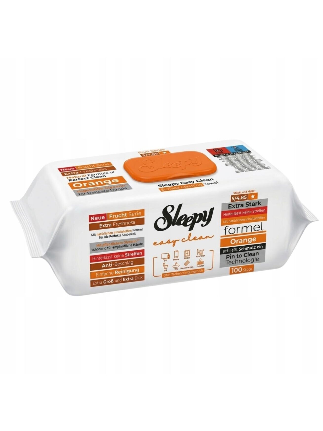 Drėgnos universalios valymo servetėlės Sleepy Easy Clean Orange, 100 vnt Drėgnos universalios valymo servetėlės Sleepy Easy Clean Orange, 100 vnt