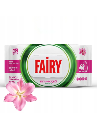 Drėgnos servetėlės Fairy lelijų aromato, 100 vnt.