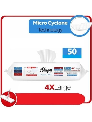 Drėgnos servetėlės grindims Sleepy Easy Clean, mėlynos, 50vnt Drėgnos servetėlės grindims Sleepy Easy Clean, mėlynos, 50vnt