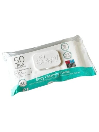 Drėgnos servetėlės kūnui Sleepy Ultra sensitive XL 50 vnt.