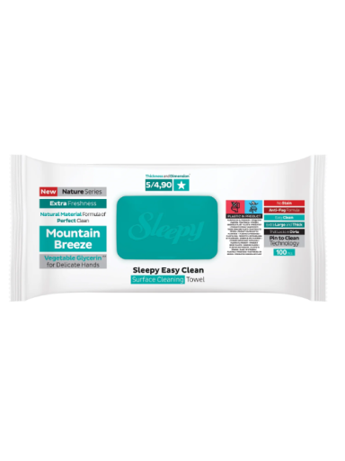 Drėgnos universalios valymo servetėlės Sleepy Easy Clean Mountain Breeze, 100 vnt Drėgnos universalios valymo servetėlės Sleepy Easy Clean Mountain Breeze, 100 vnt