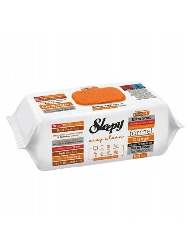 Drėgnos universalios valymo servetėlės Sleepy Easy Clean Orange, 100 vnt