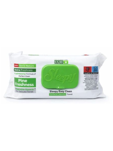 Drėgnos universalios valymo servetėlės Sleepy Easy Clean Pine Freshness, 100 vnt Drėgnos universalios valymo servetėlės Sleepy Easy Clean Pine Freshness, 100 vnt