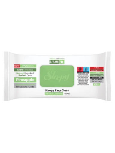 Drėgnos universalios valymo servetėlės Sleepy Easy Clean Pineapple, 100 vnt Drėgnos universalios valymo servetėlės Sleepy Easy Clean Pineapple, 100 vnt